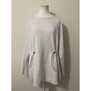 J Jill FIT Women White Long Sleeve Drawstring Tunic Casual Sweatshirt Top 2X